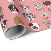 Weihnachtshunde-Gesichtsmuster Geschenkpapier (Rolleneckpunkt)
