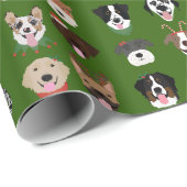 Weihnachtshunde-Gesichtsmuster Geschenkpapier (Rolleneckpunkt)