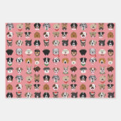 Weihnachtshunde-Gesichtsmuster Geschenkpapier Set (Vorderseite)