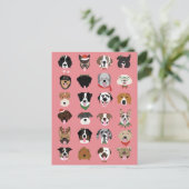 Weihnachtshunde-Gesichtsmuster Postkarte (Stehend Vorderseite)