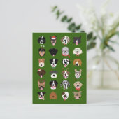 Weihnachtshunde-Gesichtsmuster Postkarte (Stehend Vorderseite)