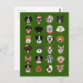 Weihnachtshunde-Gesichtsmuster Postkarte (Vorne/Hinten)