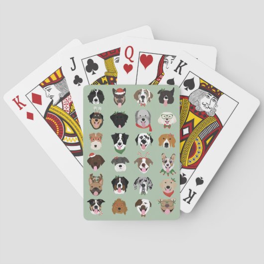 Weihnachtshunde-Gesichtsmuster Postkarte Spielkarten (Rückseite)