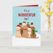 Weihnachtshunde Grußkarte Karte (Gelbe Blume)