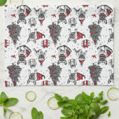 Weihnachtshunde im Kunstbuchstil Geschirrtuch (Gefaltet)