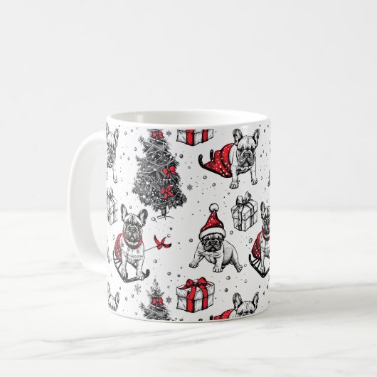 Weihnachtshunde im Kunstbuchstil Kaffeetasse (Vorderseite Links)