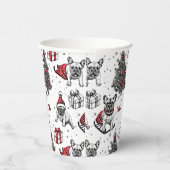 Weihnachtshunde im Kunstbuchstil Pappbecher (Rechts)