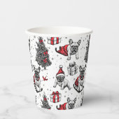 Weihnachtshunde im Kunstbuchstil Pappbecher (Vorderseite)