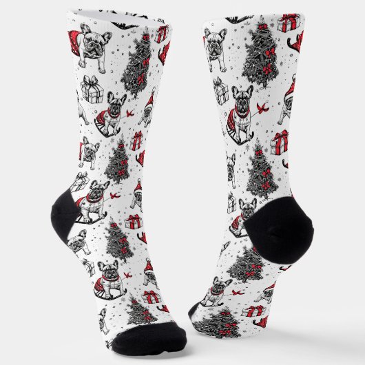 Weihnachtshunde im Kunstbuchstil Socken (Gewinkelt)