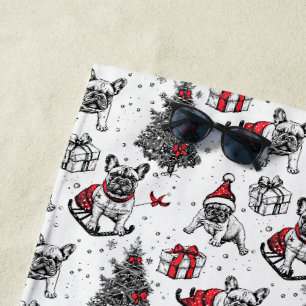 Weihnachtshunde im Kunstbuchstil Strandtuch