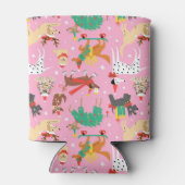 Weihnachtshunde im Outfits Muster Dosenkühler (Rückseite)