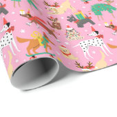 Weihnachtshunde im Outfits Muster Geschenkpapier (Rolleneckpunkt)