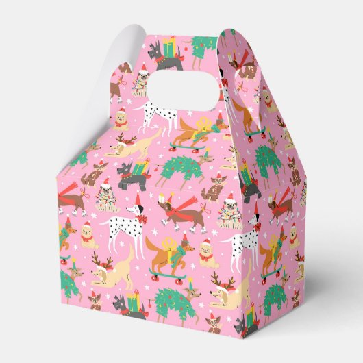 Weihnachtshunde im Outfits Muster Geschenkschachtel (Vorderseite)