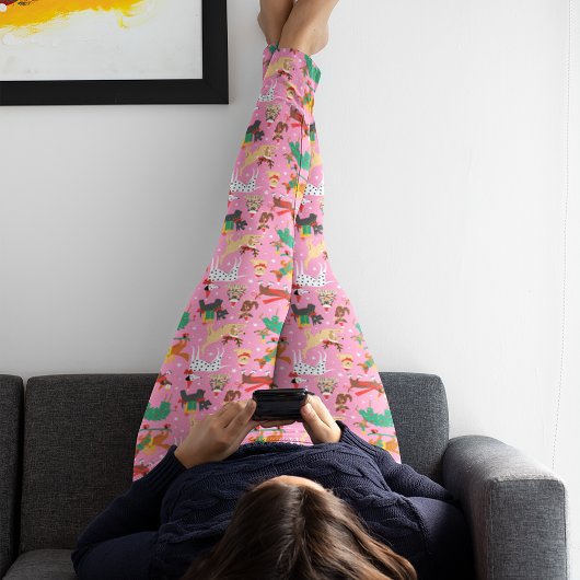 Weihnachtshunde im Outfits Muster Leggings