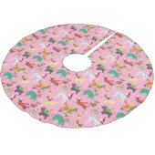 Weihnachtshunde im Outfits Muster Polyester Weihnachtsbaumdecke (Schrägansicht)