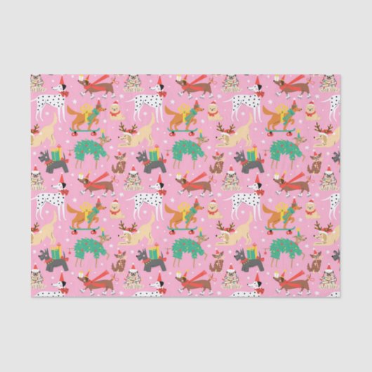 Weihnachtshunde im Outfits Muster Seidenpapier (Vorderseite)