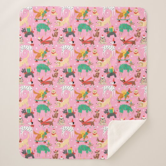 Weihnachtshunde im Outfits Muster Sherpadecke (Vorderseite)