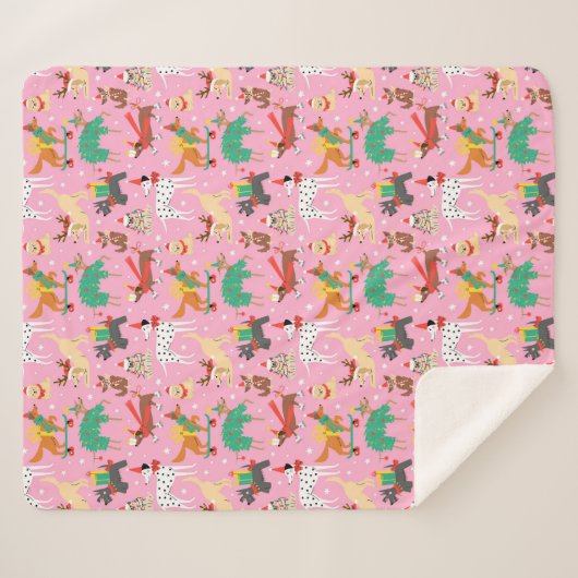 Weihnachtshunde im Outfits Muster Sherpadecke (Vorderseite (Horizontal))