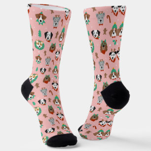 Weihnachtshunde im Weihnachtsaccessoires Muster Socken