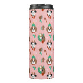 Weihnachtshunde im Weihnachtsaccessoires Muster Thermosbecher (Rückseite)