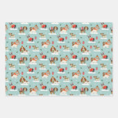 Weihnachtshunde in Cosy Scarves Muster Geschenkpapier Set (Vorderseite)