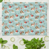 Weihnachtshunde in Cosy Scarves Muster Geschirrtuch (Gefaltet)