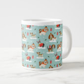 Weihnachtshunde in Cosy Scarves Muster Jumbo-Tasse (Vorderseite Rechts)