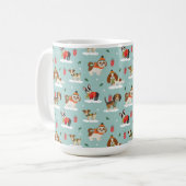 Weihnachtshunde in Cosy Scarves Muster Kaffeetasse (Vorderseite Links)