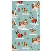 Weihnachtshunde in Cosy Scarves Muster Kleine Geschenktüte (Rückseite)