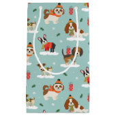 Weihnachtshunde in Cosy Scarves Muster Kleine Geschenktüte (Vorderseite)