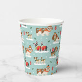 Weihnachtshunde in Cosy Scarves Muster Pappbecher (Rechts)