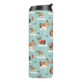 Weihnachtshunde in Cosy Scarves Muster Thermosbecher (Nach links gedreht)