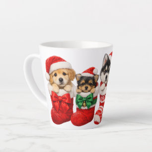 Weihnachtshunde in Strümpfen Milchtasse