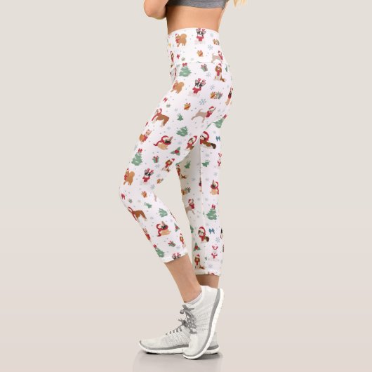 Weihnachtshunde in Weihnachtszubehör Capri Leggings (Links)
