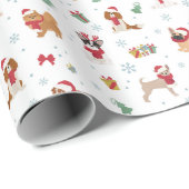 Weihnachtshunde in Weihnachtszubehör Geschenkpapier (Rolleneckpunkt)