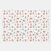 Weihnachtshunde in Weihnachtszubehör Geschenkpapier Set (Vorderseite 3)