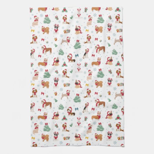 Weihnachtshunde in Weihnachtszubehör Geschirrtuch (Vertikal)