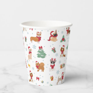 Weihnachtshunde in Weihnachtszubehör Pappbecher