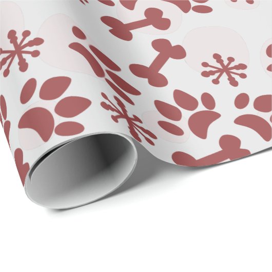 Weihnachtshunde Katze Knochen Schneeflocke Dot Mus Geschenkpapier (Rolleneckpunkt)