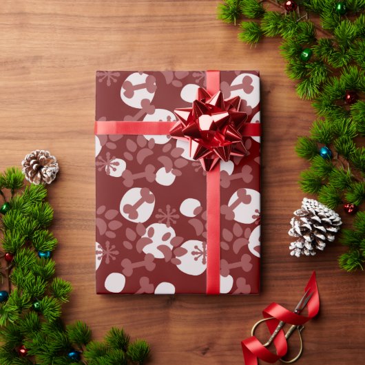 Weihnachtshunde Katze Knochen Schneeflocke Dot Mus Geschenkpapier (Feiertagsgeschenk)