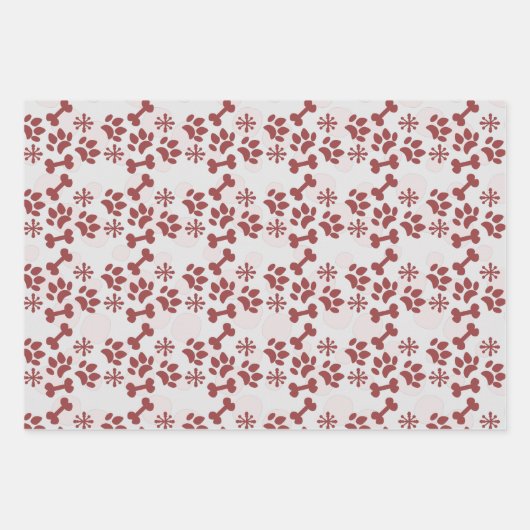 Weihnachtshunde Katze Knochen Schneeflocken Muster Geschenkpapier Set (Vorderseite 2)
