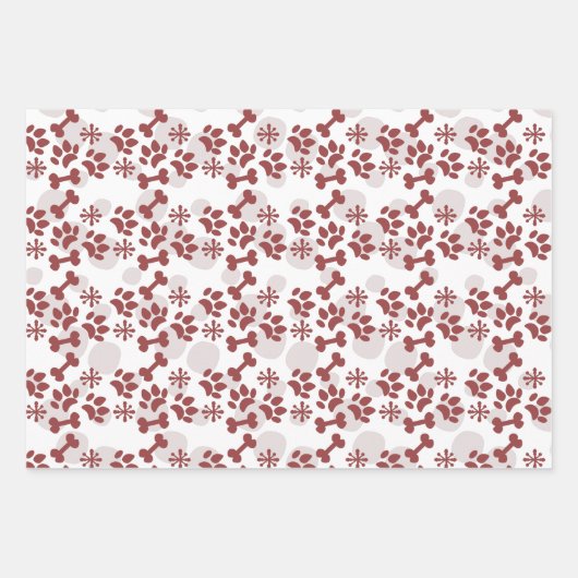 Weihnachtshunde Katze Knochen Schneeflocken Muster Geschenkpapier Set (Vorderseite)
