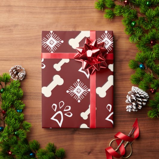 Weihnachtshunde Knochen-Schneeflocke Muster Geschenkpapier (Feiertagsgeschenk)