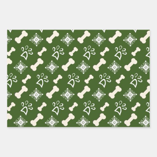 Weihnachtshunde Knochen-Schneeflocke Muster Geschenkpapier Set (Vorderseite 3)