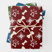 Weihnachtshunde Knochen-Schneeflocke Muster Geschenkpapier Set (Beispiel)
