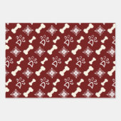 Weihnachtshunde Knochen-Schneeflocke Muster Geschenkpapier Set (Vorderseite)