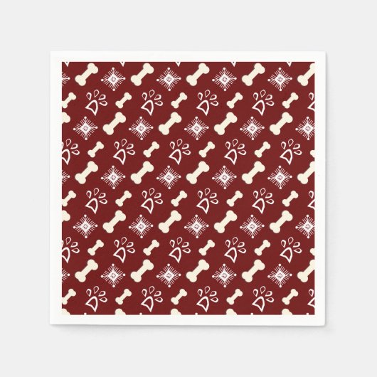 Weihnachtshunde Knochen-Schneeflocke Muster Serviette (Vorderseite)