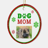 Weihnachtshunde Mama Paw Print Snowflake Foto Keramik Ornament (Links)