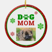 Weihnachtshunde Mama Paw Print Snowflake Foto Keramik Ornament (Hinten)