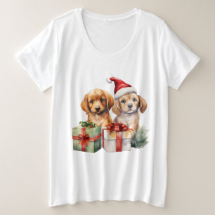 Weihnachtshunde mit Geschenken Große Größe T-Shirt